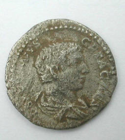 A silver roman coin found with the cibola